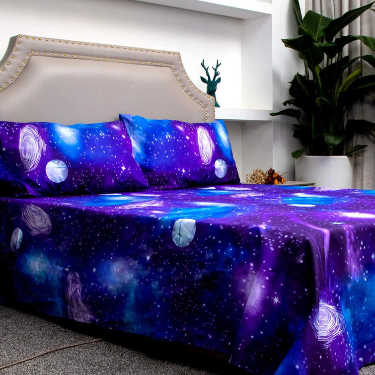 ZWISSLIV Galaxy Sheets Outer Space Sheet Set Galaxy Themed Sheets 4 Pcs